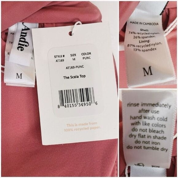 Andie Swim SCALA Strapless bikini top LIMITED EDITION COLOR PUNCH PINK Sz M NWT - Picture 9 of 13